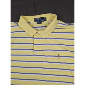 Polo Ralph Lauren Shirt Men XL Yellow Purple Stripe Pima Cotton Polo Flesh Pony